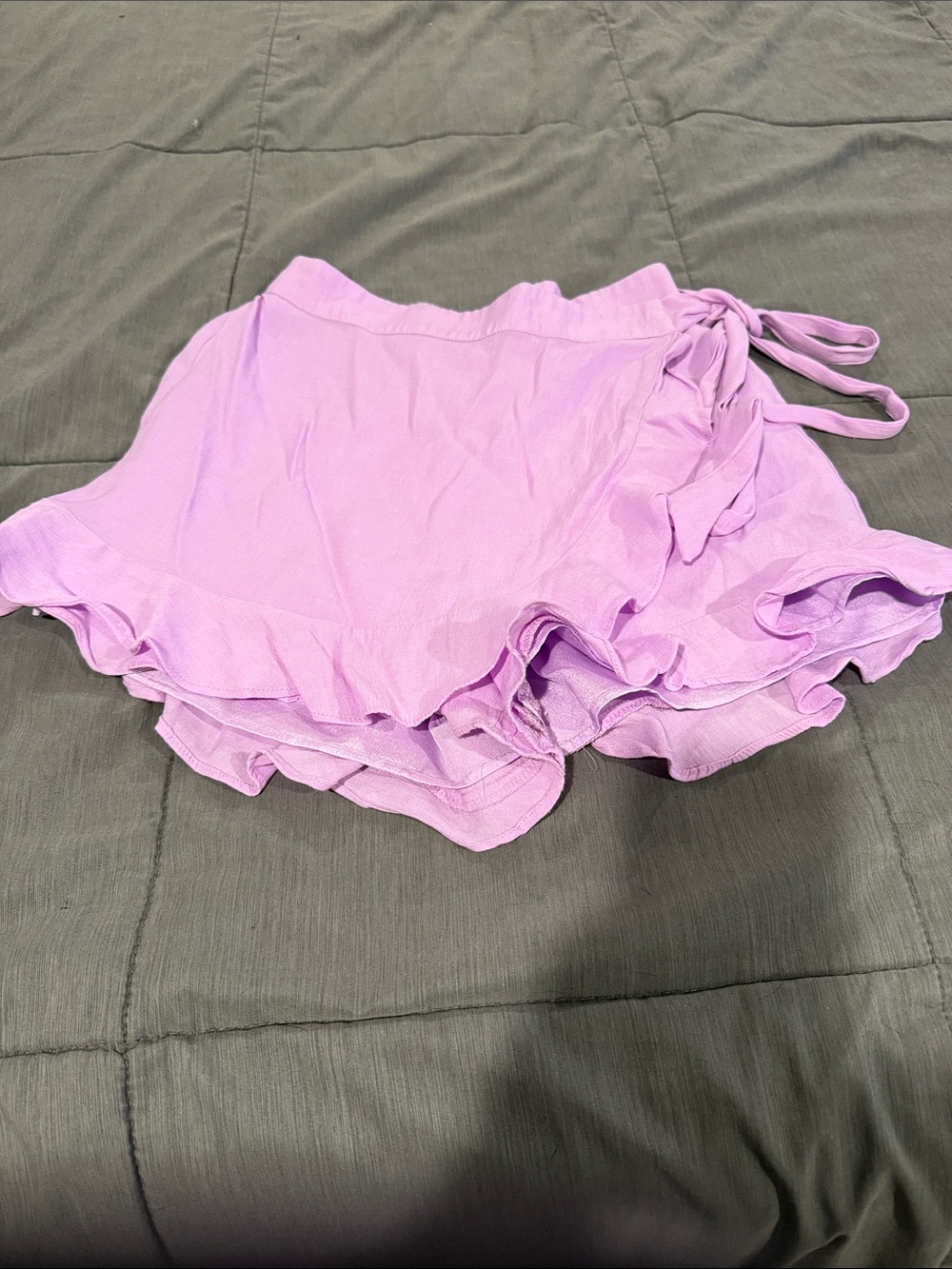 Lavish Lilac Satin Tiered Wrap Skort